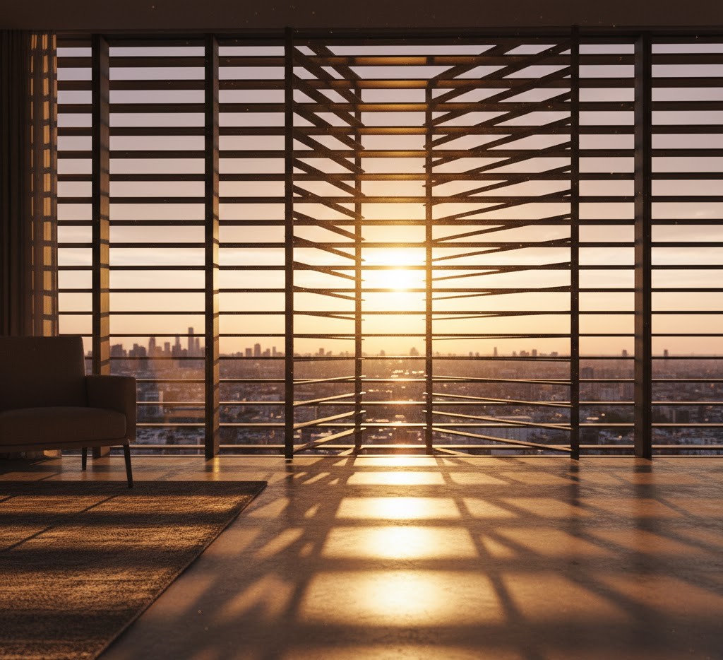 Sunset view through smart windows